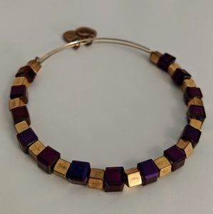 ALEX AND ANI Gold & Purple Beaded Bangle